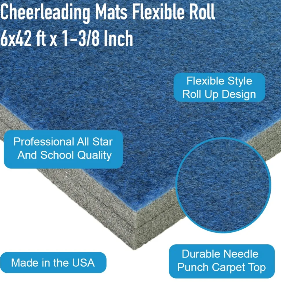 Cheerleading Mats 6x42 ft x 1-3/8 Inch Flexible Roll