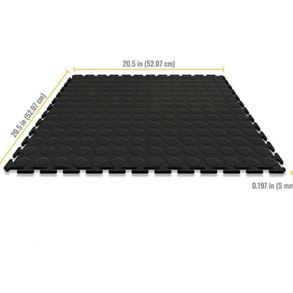 Coin Top Home Floor Tile Black or Dark Gray 5 mm x 20.5x20.5 Inches 8 per Carton