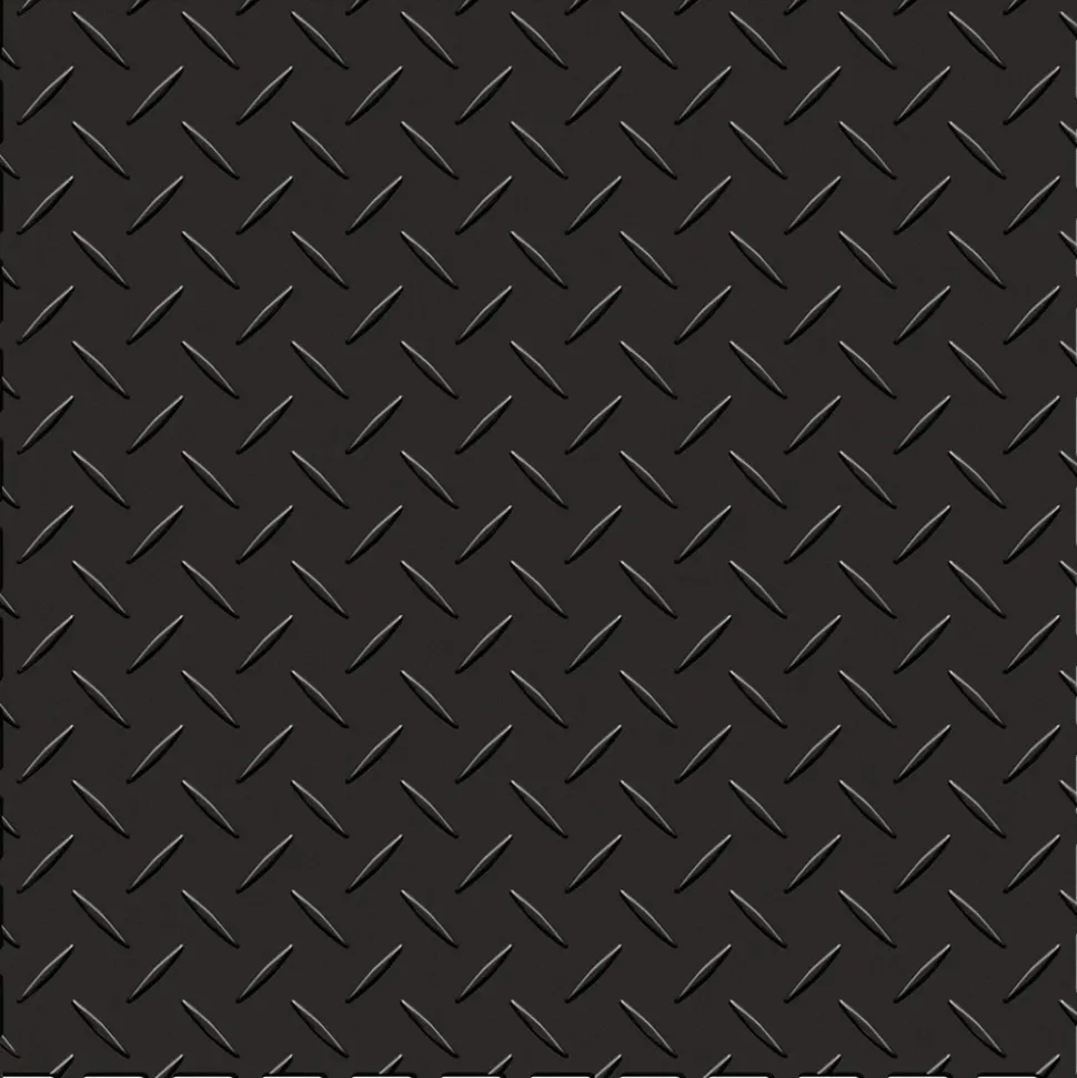 Diamond Plate Garage Tile Black or Dark Gray 8 tiles 5 mm x 20.5x20.5 Inches