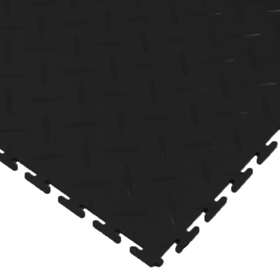 Diamond Plate Garage Tile Black or Dark Gray 8 tiles 5 mm x 20.5x20.5 Inches