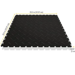 Diamond Plate Garage Tile Black or Dark Gray 8 tiles 5 mm x 20.5x20.5 Inches