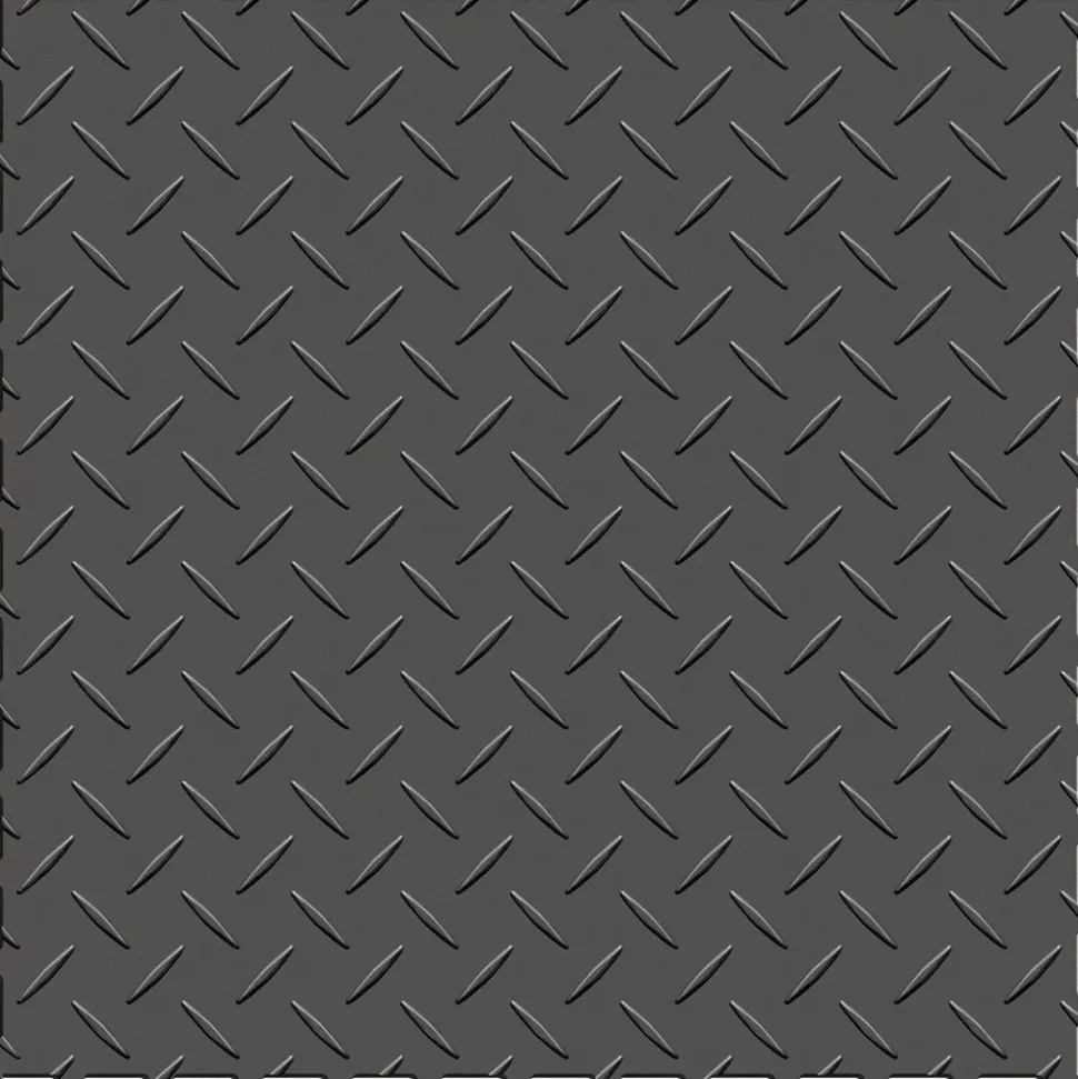 Diamond Plate Garage Tile Black or Dark Gray 8 tiles 5 mm x 20.5x20.5 Inches