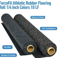 ForceFit Athletic Rubber Flooring Roll 1/4 Inch Colors 10 LF