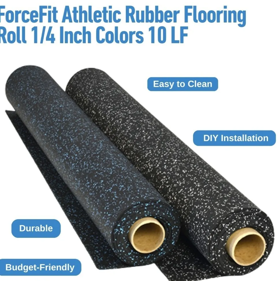 ForceFit Athletic Rubber Flooring Roll 1/4 Inch Colors 10 LF