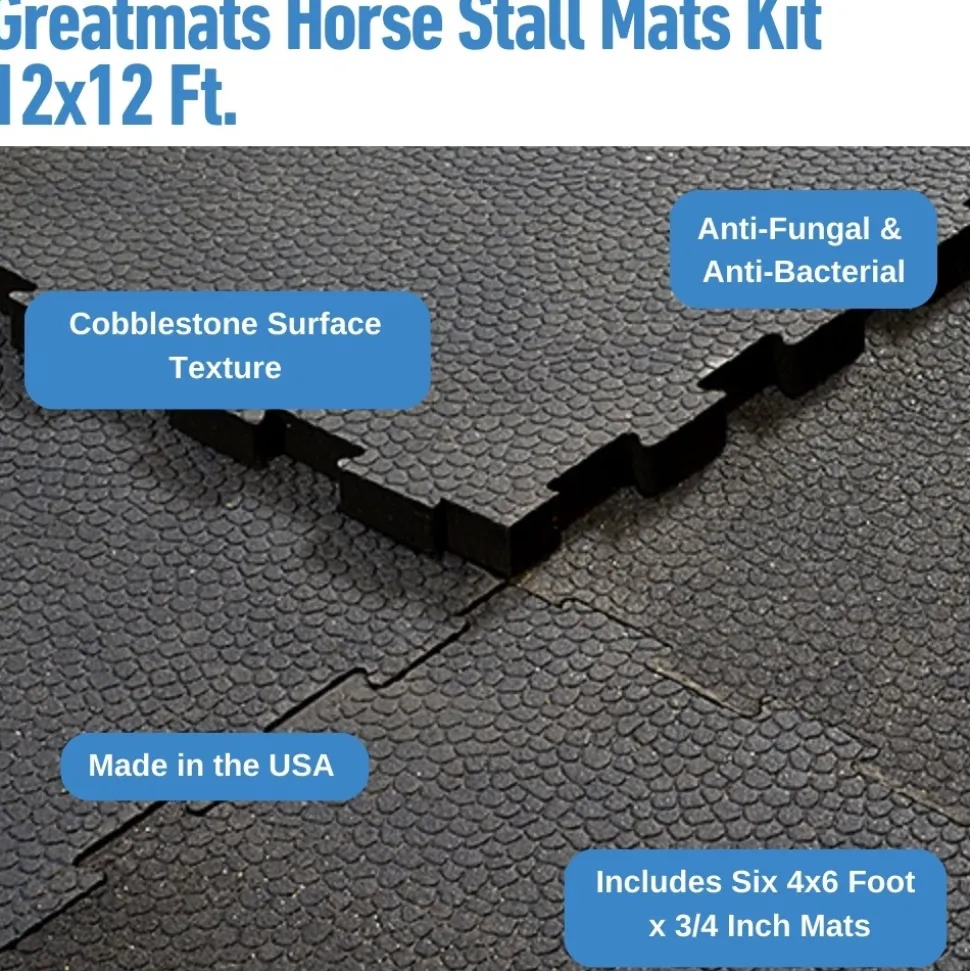 Greatmats Horse Stall Mats Kit 12x12 Ft.