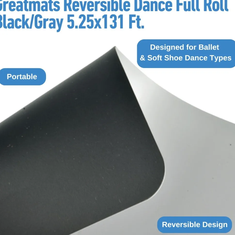 Greatmats Reversible Dance Full Roll Black/Gray 5.25x131 Ft.