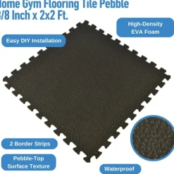Home Gym Flooring Tile Pebble 3/8 Inch x 2x2 Ft.