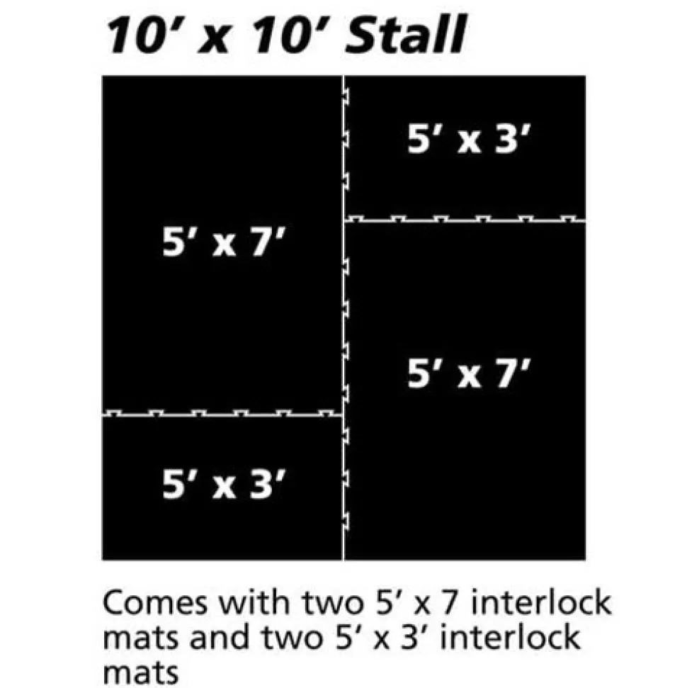 Horse Stall Mat Classic Interlocking 3/4 Inch x 10x10 Ft. Kit