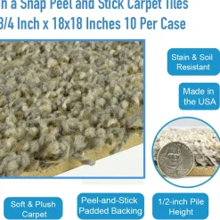 In a Snap Peel and Stick Carpet Tiles 3/4 Inch x 18x18 Inches 10 Per Case