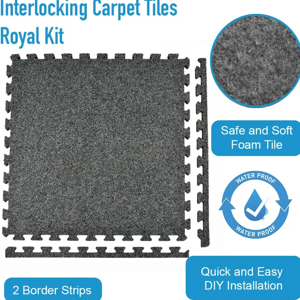 Interlocking Carpet Tiles Royal 10x10 Ft Kit