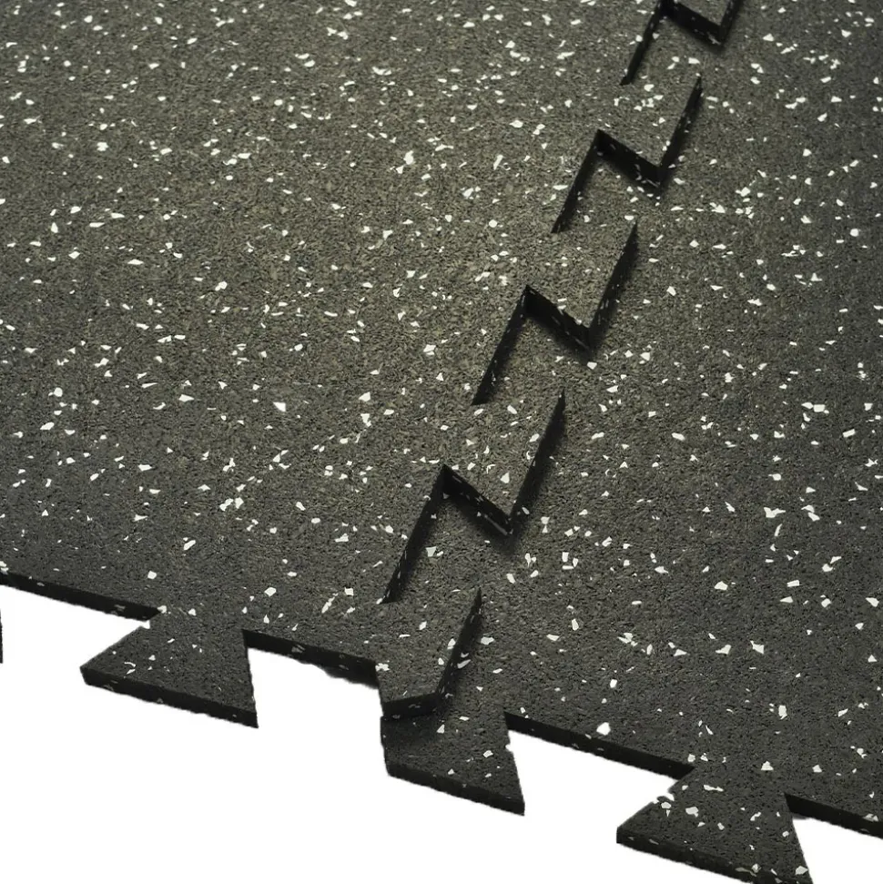 Interlocking Geneva Rubber Tile with Borders 10% Color 3/8 Inch x 35x35 Inch