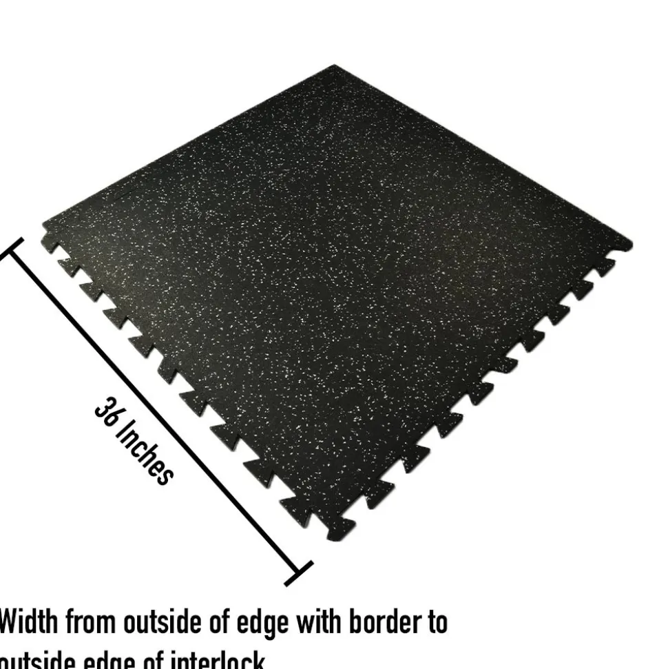 Interlocking Geneva Rubber Tile with Borders 10% Color 3/8 Inch x 35x35 Inch