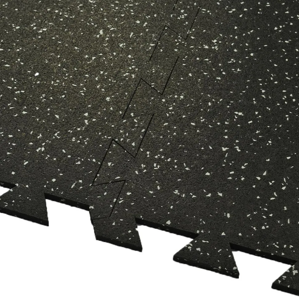 Interlocking Geneva Rubber Tile with Borders 10% Color 3/8 Inch x 35x35 Inch