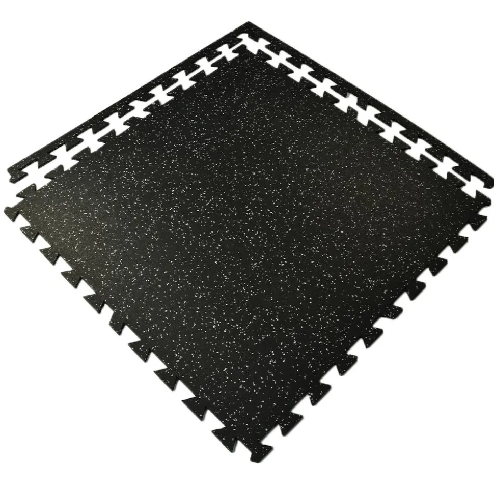 Interlocking Geneva Rubber Tile with Borders 10% Color 3/8 Inch x 35x35 Inch