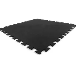 Interlocking Geneva Rubber Tile with Borders Black 3/8 Inch x 35x35 Inch