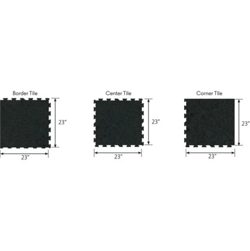 Interlocking Rubber Tile Black 8 mm x 23x23 Inch Eureka