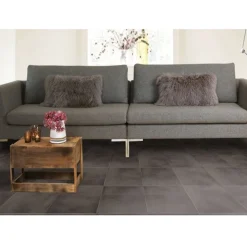 Leather PVC Floor Tile Black or Dark Gray 6 tiles 5 mm x 20x20 Inches