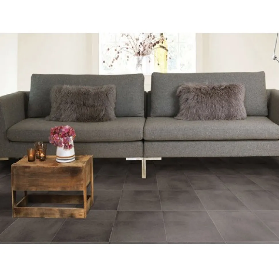 Leather PVC Floor Tile Black or Dark Gray 6 tiles 5 mm x 20x20 Inches