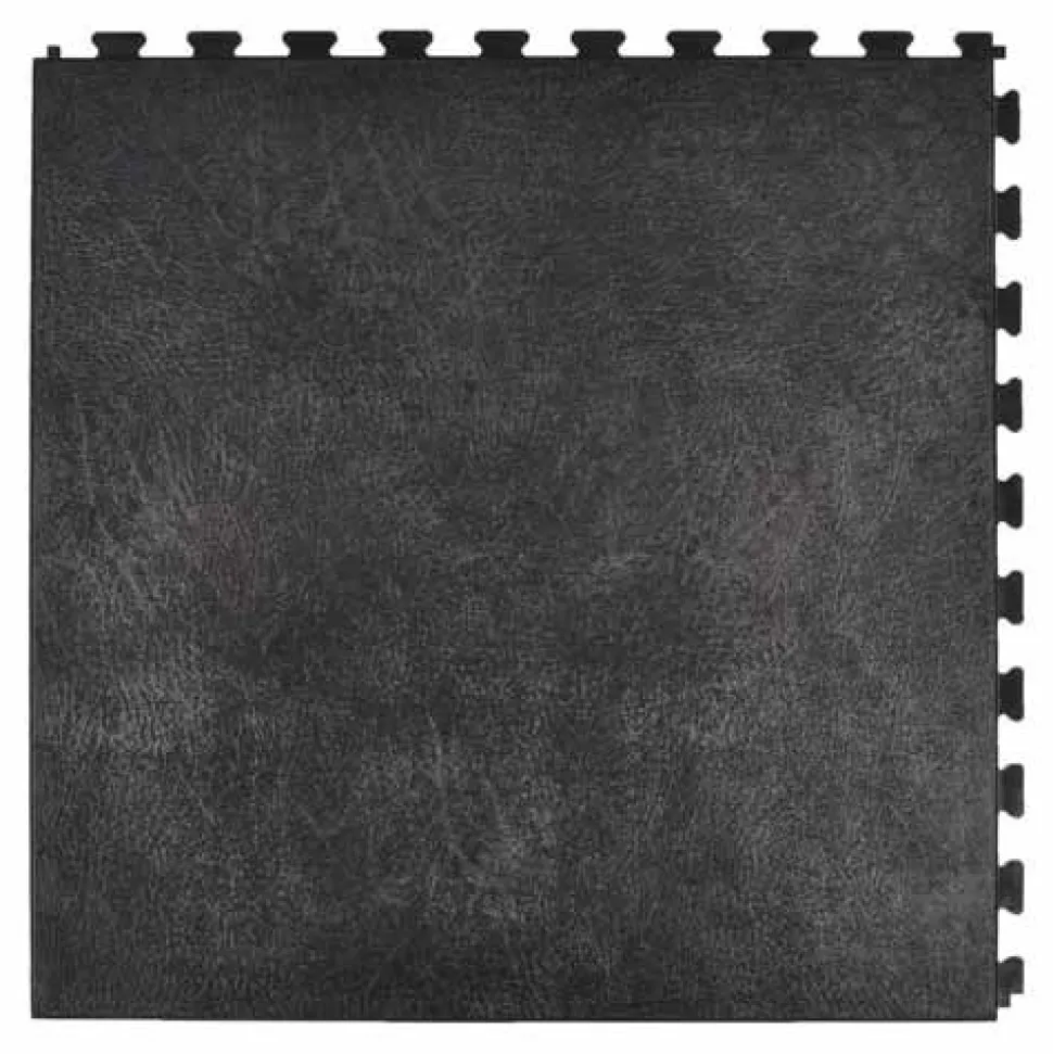 Leather PVC Floor Tile Black or Dark Gray 6 tiles 5 mm x 20x20 Inches