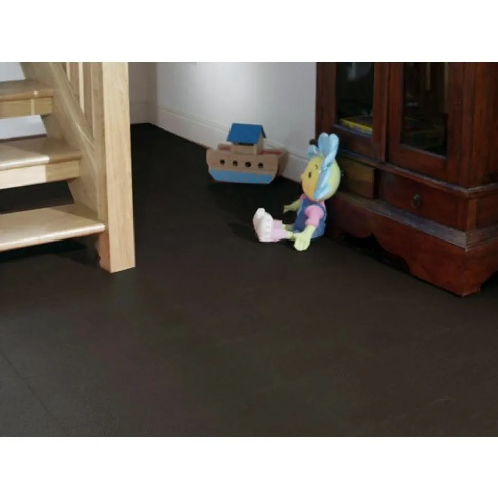 Leather PVC Floor Tile Black or Dark Gray 6 tiles 5 mm x 20x20 Inches