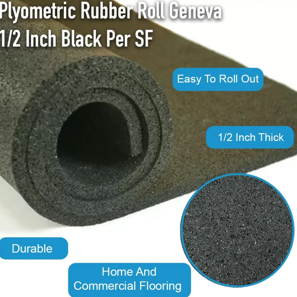 Plyometric Rubber Roll Geneva 1/2 Inch Black Per SF