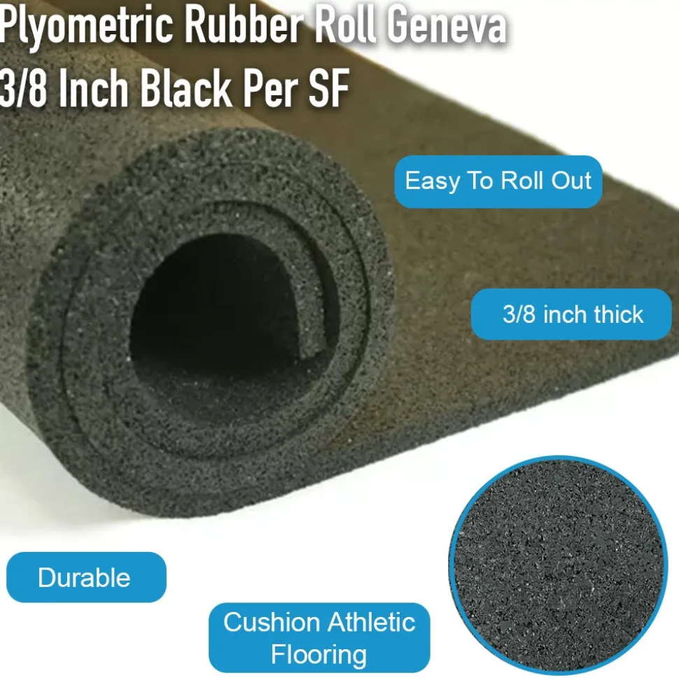 Plyometric Rubber Roll Geneva 3/8 Inch Black Per SF