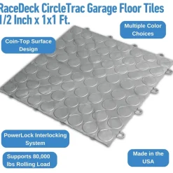 RaceDeck CircleTrac Garage Floor Tiles 1/2 Inch x 1x1 Ft.