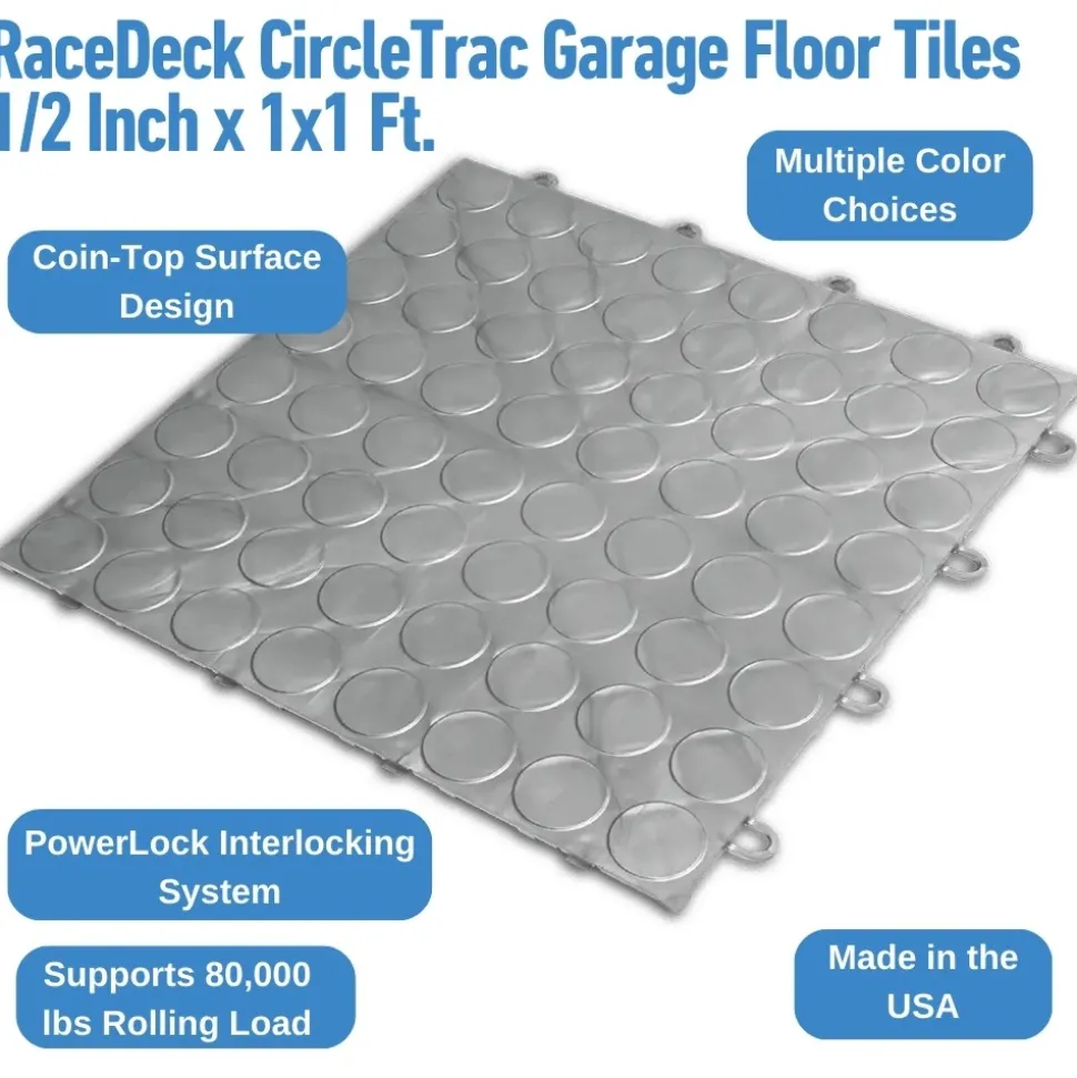 RaceDeck CircleTrac Garage Floor Tiles 1/2 Inch x 1x1 Ft.