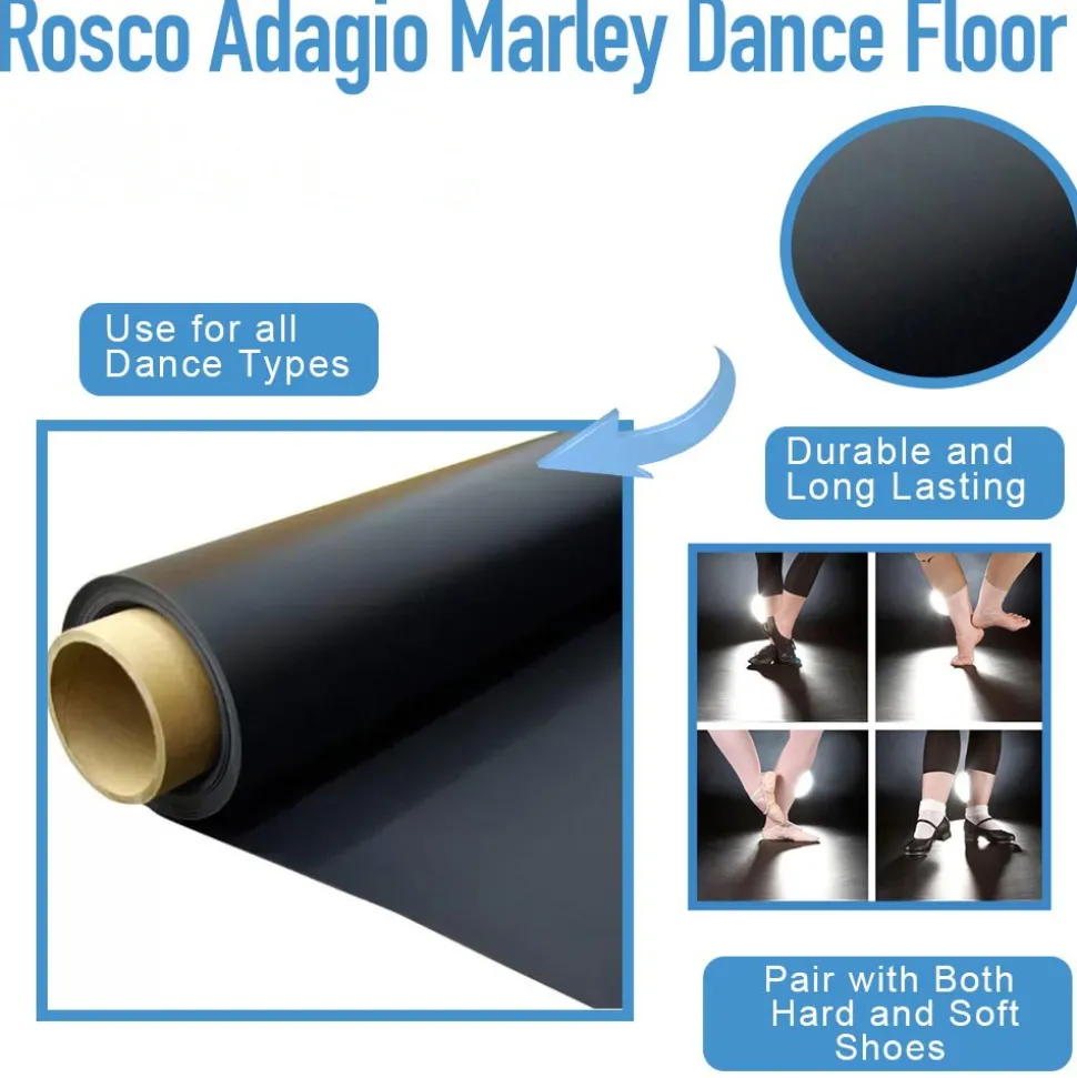 Rosco Adagio Marley Dance Floor Black 5.25 Ft. x 8 Ft.