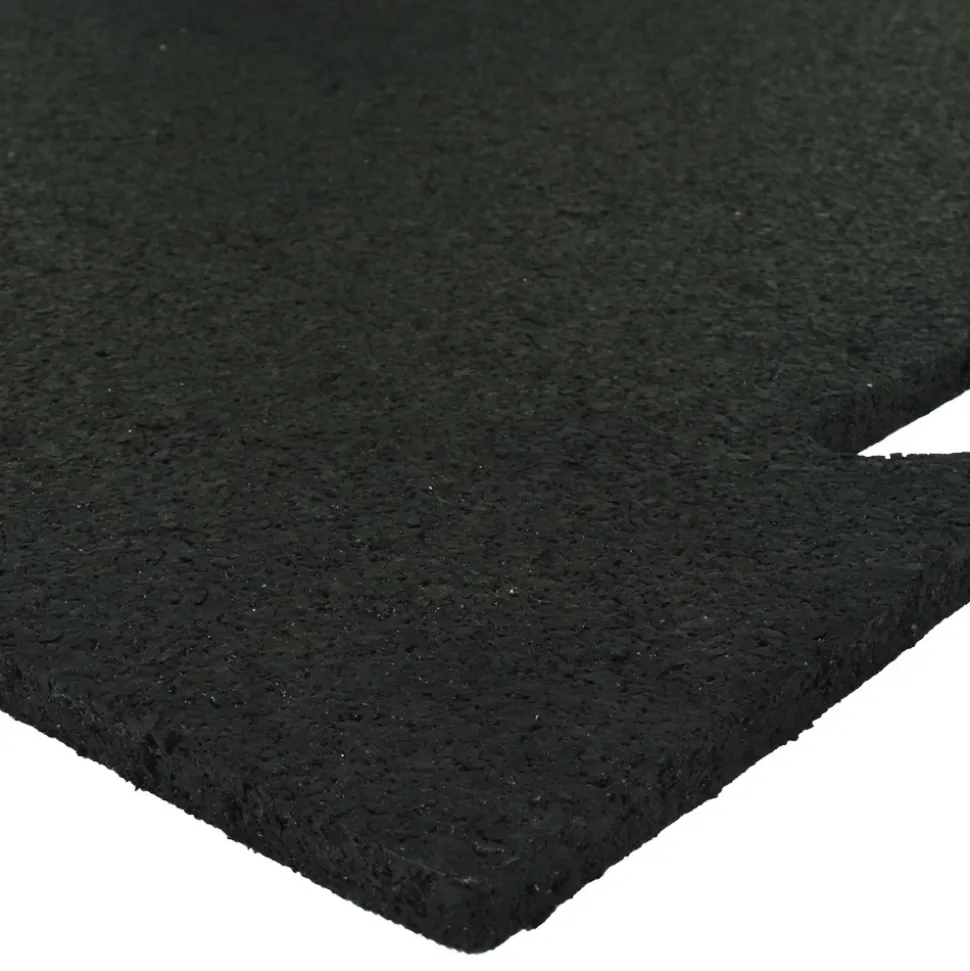 Rubber Tile Interlocking Black 3/8 Inch x 2x2 Ft. Pacific