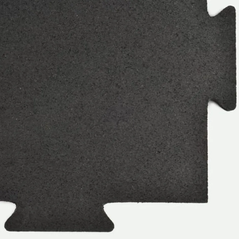 Rubber Tile Interlocking Black 3/8 Inch x 2x2 Ft. Pacific