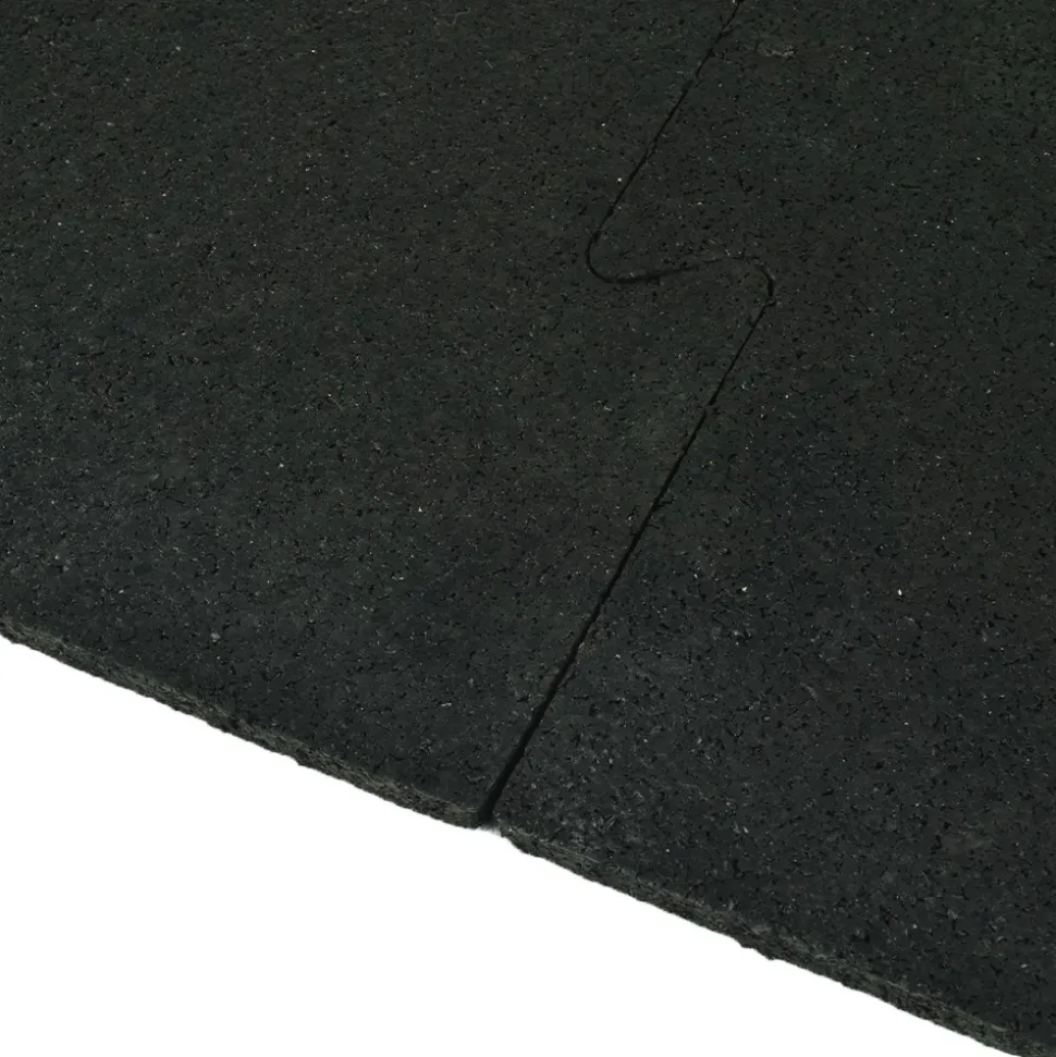 Rubber Tile Interlocking Black 1/2 Inch x 2x2 Ft. Pacific