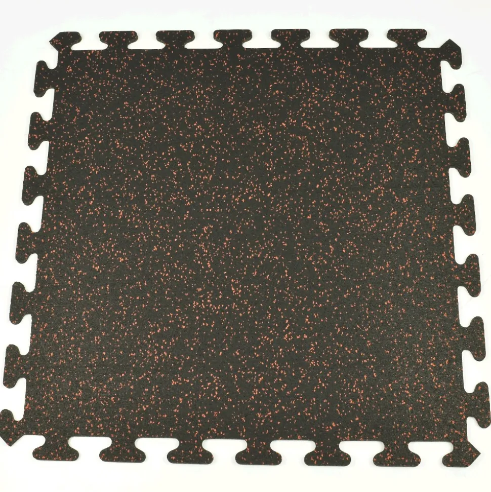 Rubber Tile Interlocking Sport 10% Red 3/8 Inch x 2x2 Ft.