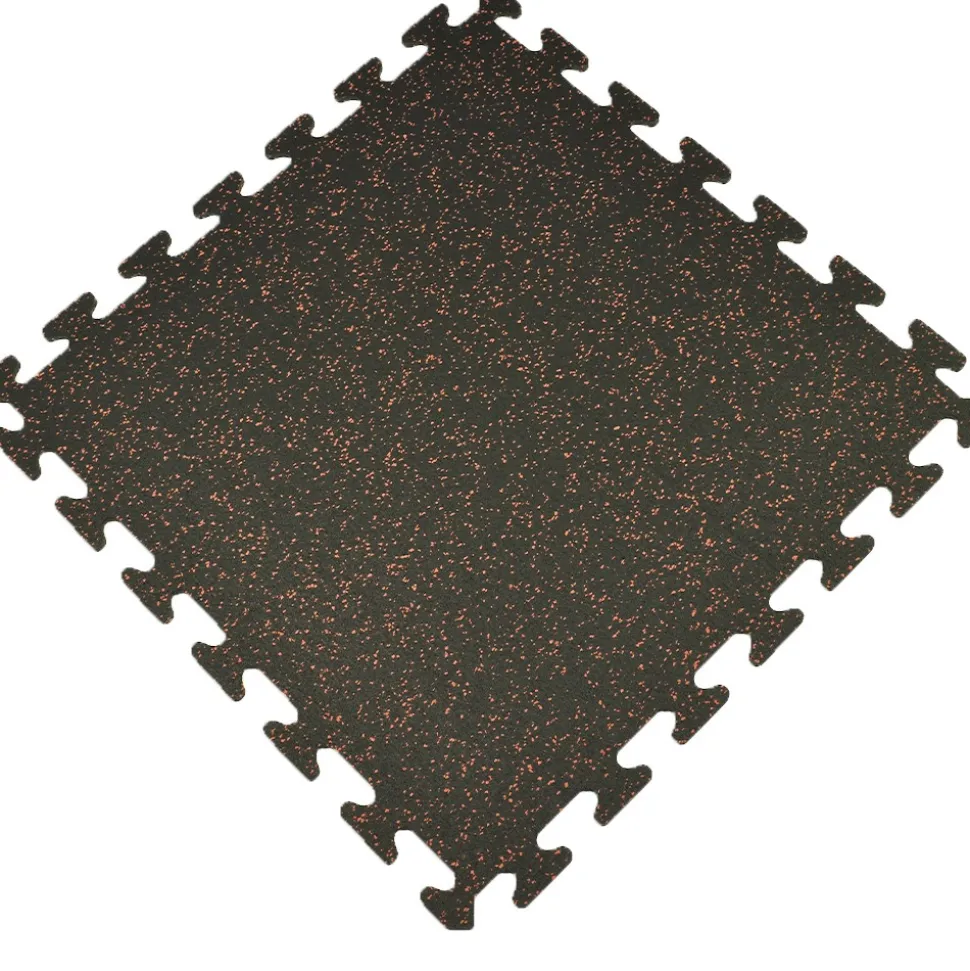 Rubber Tile Interlocking Sport 10% Red 3/8 Inch x 2x2 Ft.