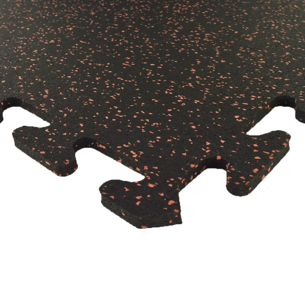 Rubber Tile Interlocking Sport 10% Red 3/8 Inch x 2x2 Ft.