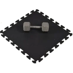 Rubber Tile Interlocking Sport Black 3/8 Inch x 2x2 Ft.