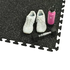 Rubber Tile Interlocking Sport 10% Light Gray 3/8 Inch x 2x2 Ft.