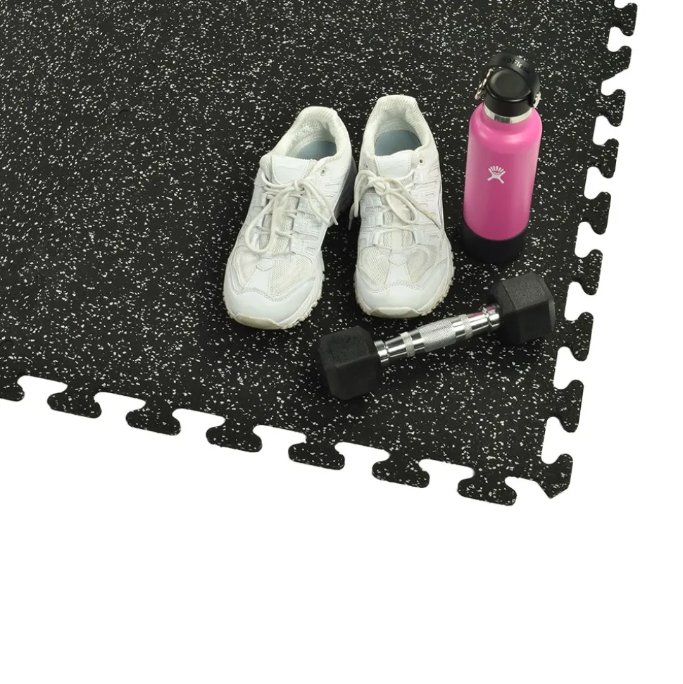 Rubber Tile Interlocking Sport West 10% Light Gray 3/8 Inch x 2x2 Ft.