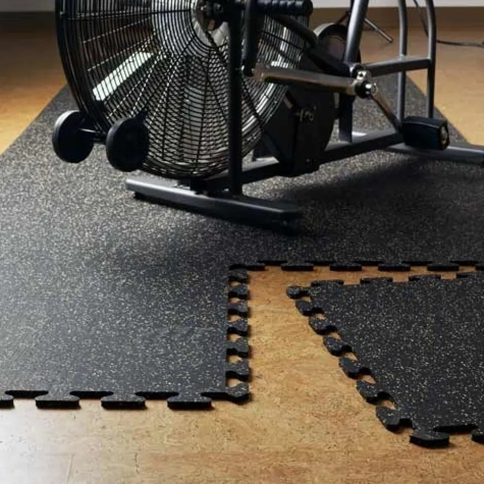 Rubber Tile Interlocking Sport West 10% Light Gray 3/8 Inch x 2x2 Ft.