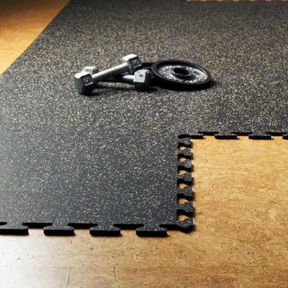 Rubber Tile Interlocking Sport West 10% Light Gray 3/8 Inch x 2x2 Ft.