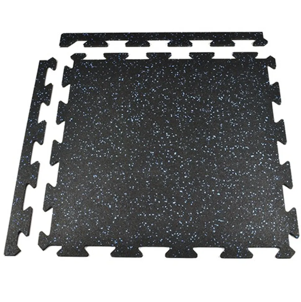 Rubber Tile Interlocks with Borders 10% Color Custom CrossTrain 8mm x 25x25 In Pacific