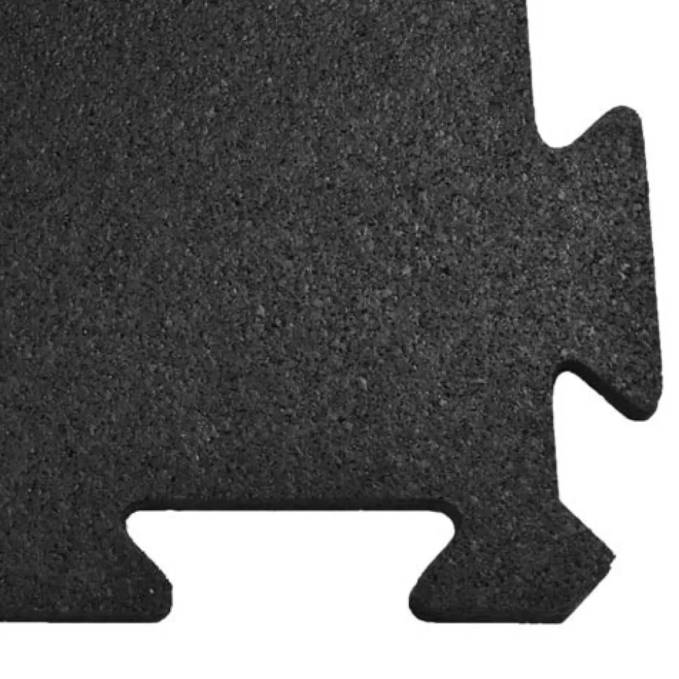 Rubber Tile Interlocks with Borders Black 1/4 Inch x 25x25 Inches Pacific