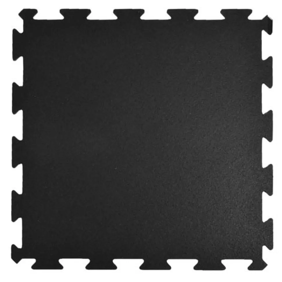 Rubber Tile Interlocks with Borders Black 8mm x 25x25 Inches Pacific
