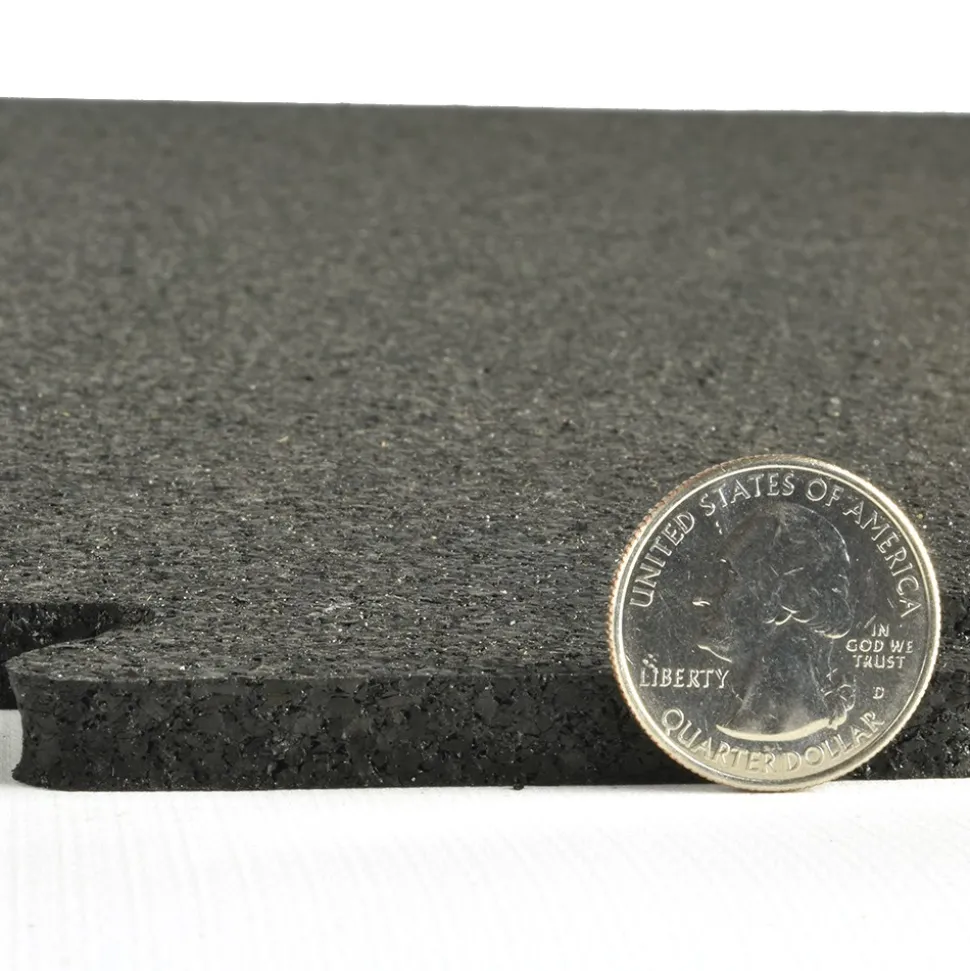 Rubber Tile Interlocks with Borders Black 8mm x 25x25 Inches Pacific