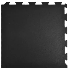 Rubber Tile Interlocks with Borders Black 8mm x 25x25 Inches Pacific