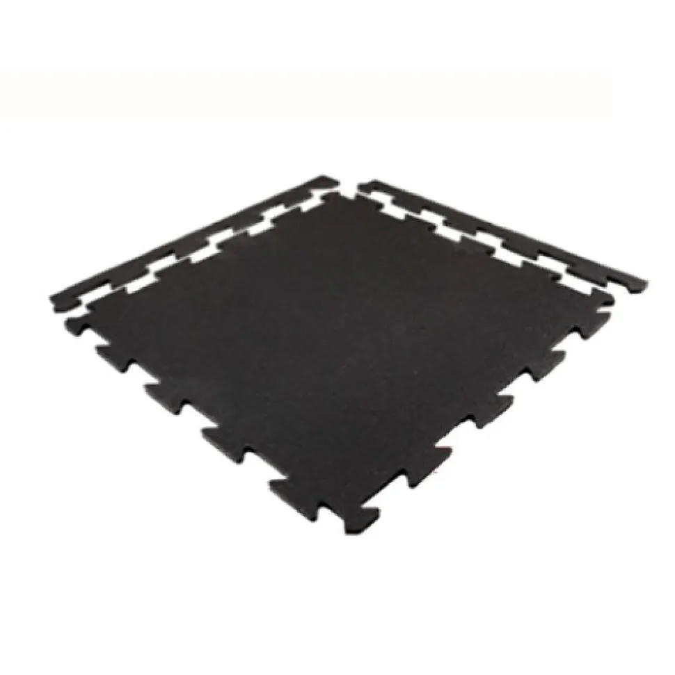 Rubber Tile Interlocks with Borders Black 8mm x 25x25 Inches Pacific