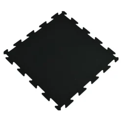 Rubber Tile Interlocks with Borders Black 8mm x 25x25 Inches Pacific