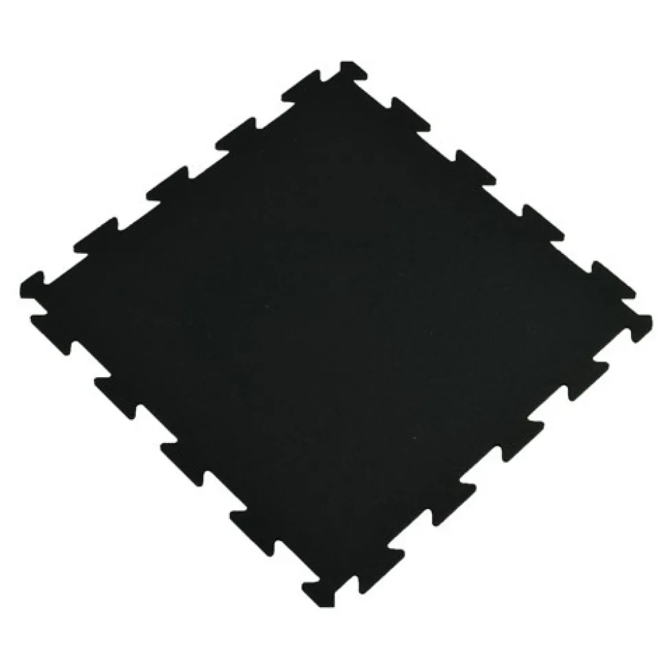 Rubber Tile Interlocks with Borders Black 8mm x 25x25 Inches Pacific