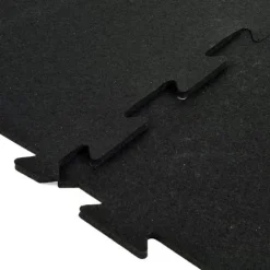 Rubber Tile Interlocks with Borders Black 8mm x 25x25 Inches Pacific