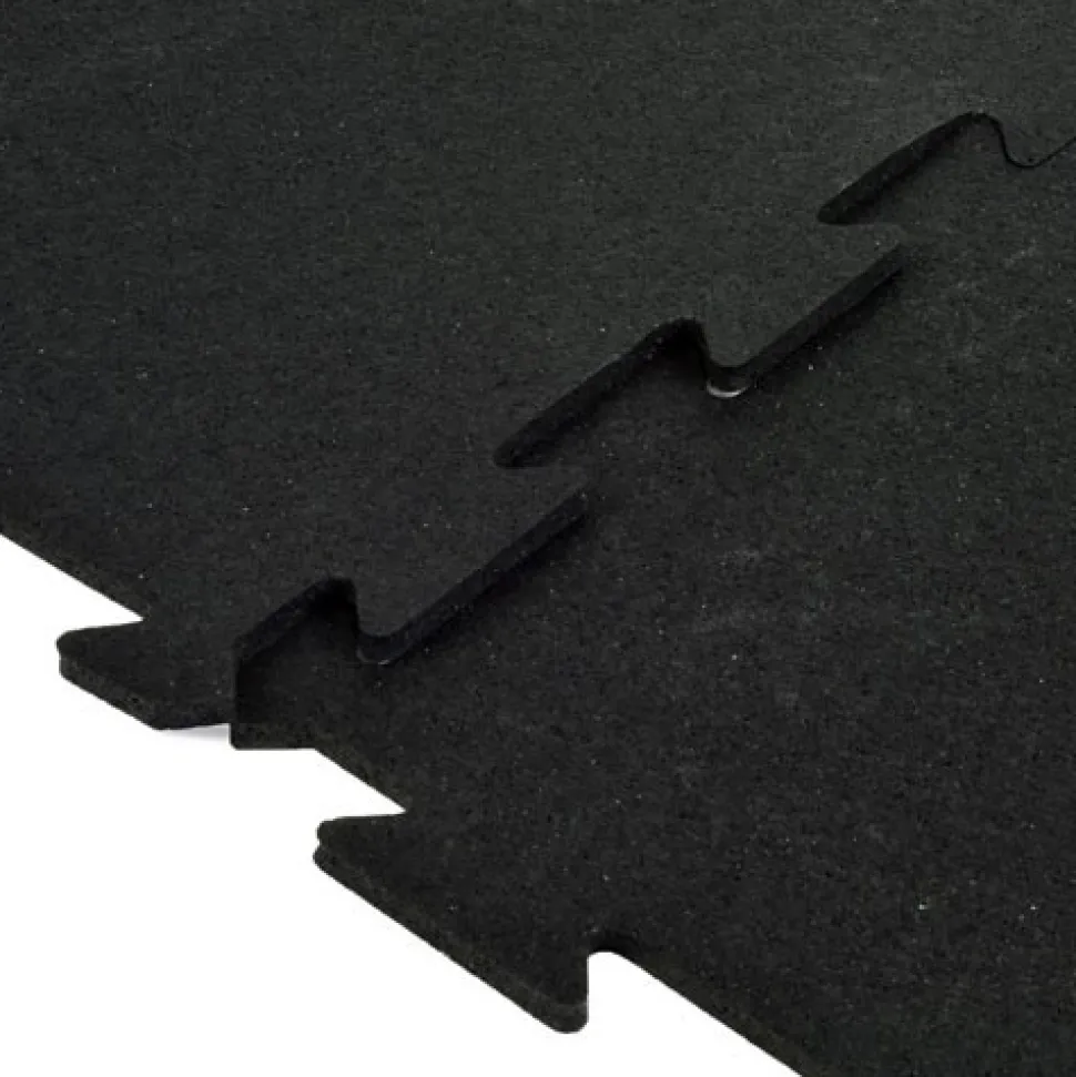 Rubber Tile Interlocks with Borders Black 8mm x 25x25 Inches Pacific